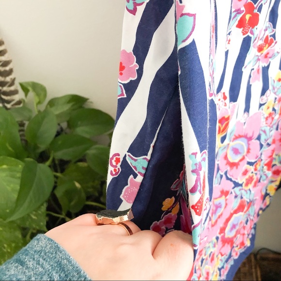 VINTAGE striped floral snap front mumu dress - Picture 5 of 8